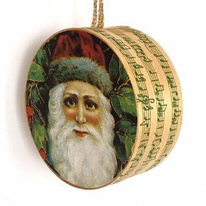 Santa Surprise Gift Box Ornament Lightweight Balsa Wood Musical Notes 3”